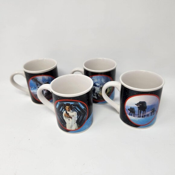 Vintage Star Wars Mugs Hamilton Collection Lucasfilm Ltd 4 Cup Set 1989 - Picture 2 of 8
